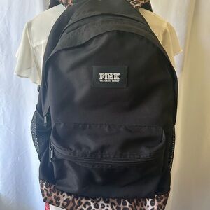 PINK Victoria's Secret Black Backpack with Leopard Accent